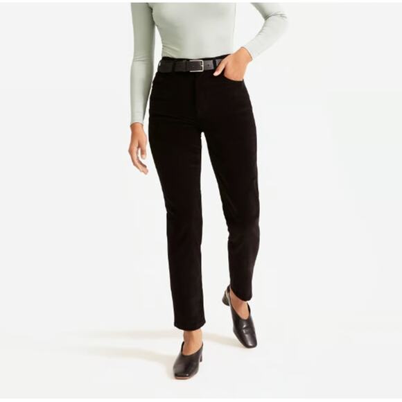 Everlane Womens Baby Cord Cheeky Pants 29 US 8 Black Corduroy Straight Leg NWT - Picture 1 of 11